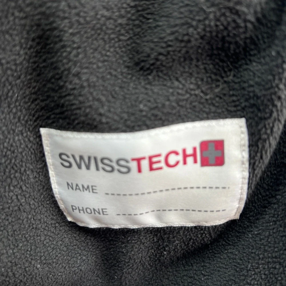 Swiss Tech Puffer Jacket Kids Small 6-7 Black Hooded Full Zip Thermal Insulated